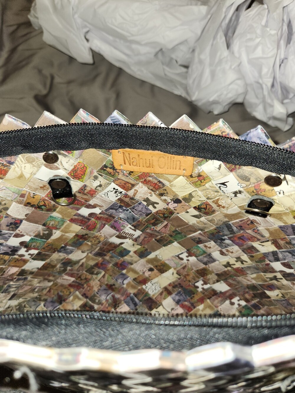Nauhi Ollin Handwoven Multicolor Tote With Mickey Mouse Pattern - Picture 7 of 10